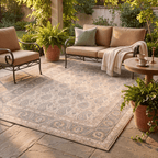 Deadnettle Traditional Floral Border Beige Grey Blush Cream Washable Indoor Outdoor Entryway Rug - RugzellaDigital Print RugRugzellaRugzellaBBB542-RECT-24x47-60x120cmRGZLLA164036Rectangle2' x 3'11" (60x120 cm)RECTANGLE | Deadnettle rectangle outdoor