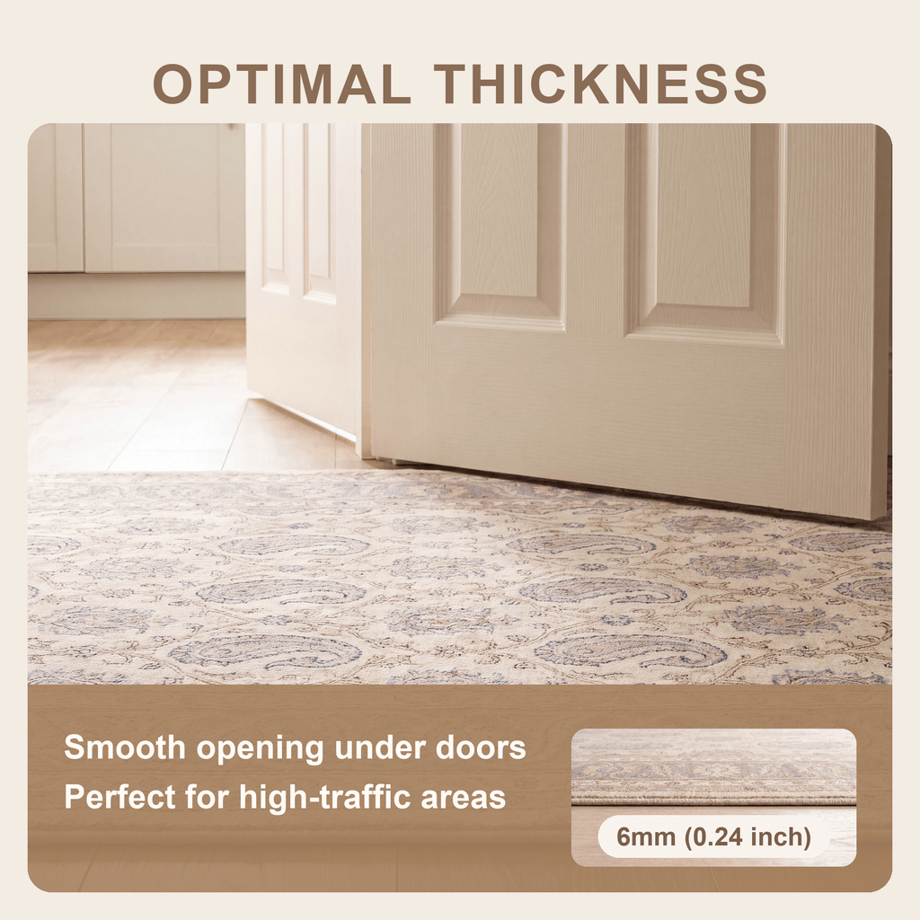 Deadnettle Traditional Floral Border Beige Grey Blush Cream Washable Indoor Outdoor Entryway Rug - RugzellaDigital Print RugRugzellaRugzellaBBB542-RECT-24x47-60x120cmRGZLLA164036Rectangle2' x 3'11" (60x120 cm)SHARED | Deadnettle feature thickness