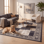Deanwood Modern Speckled Mosaic Dot, Charcoal Ink and Ecru, Washable Indoor Outdoor, Entryway Rug - RugzellaDigital Print RugRugzellaRugzellaBBB444-RECT-24x47-60x120cmRGZLLA126516Rectangle2' x 3'11" (60x120 cm)RECTANGLE | Deanwood rectangle livingroom