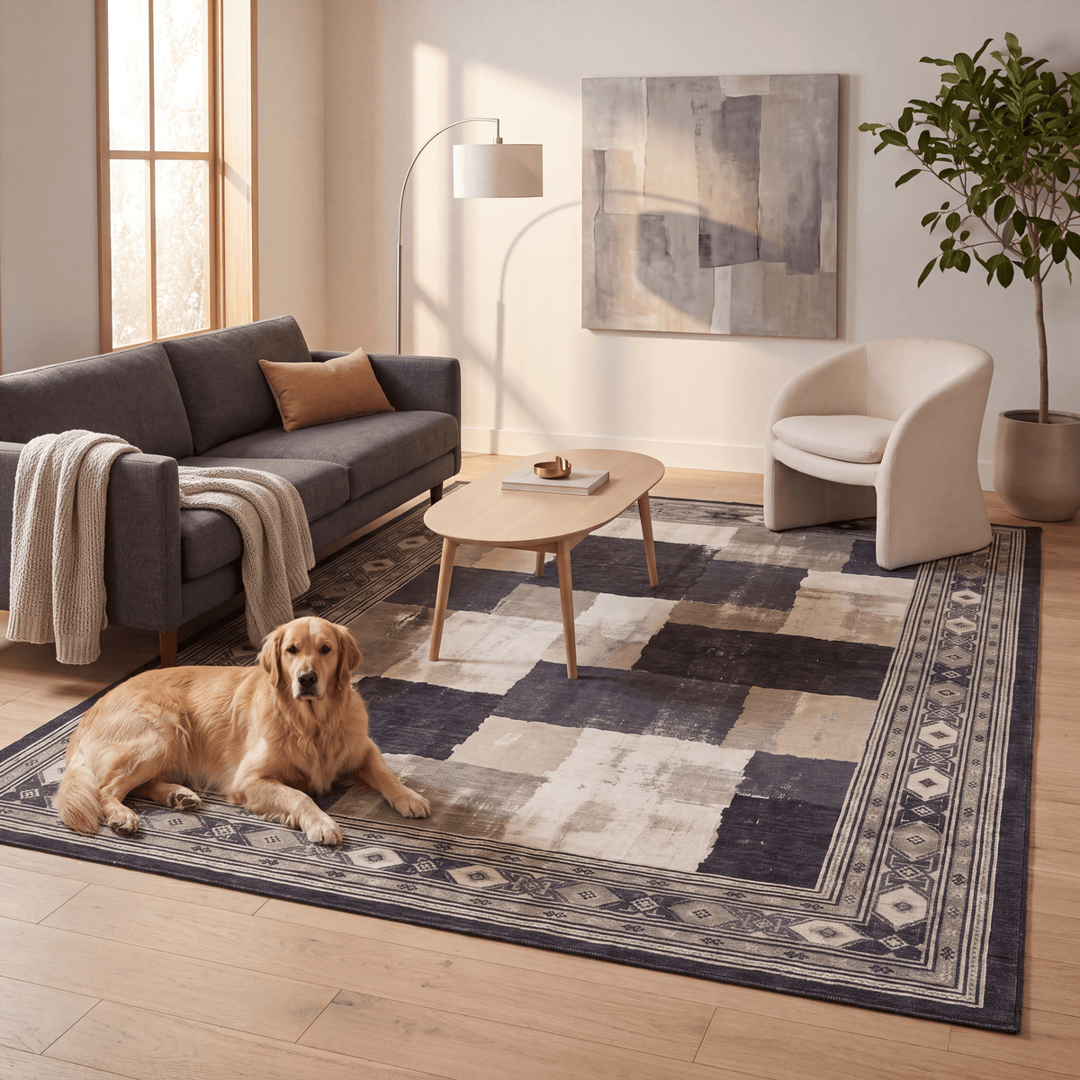 Deanwood Modern Speckled Mosaic Dot, Charcoal Ink and Ecru, Washable Indoor Outdoor, Entryway Rug - RugzellaDigital Print RugRugzellaRugzellaBBB444-RECT-24x47-60x120cmRGZLLA126516Rectangle2' x 3'11" (60x120 cm)RECTANGLE | Deanwood rectangle livingroom