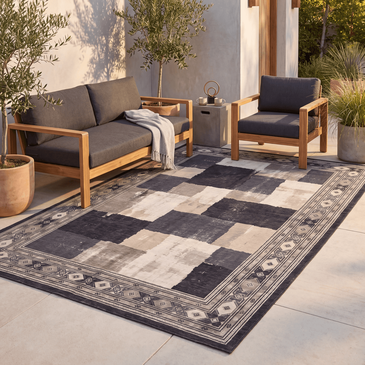 Deanwood Modern Speckled Mosaic Dot, Charcoal Ink and Ecru, Washable Indoor Outdoor, Entryway Rug - RugzellaDigital Print RugRugzellaRugzellaBBB444-RECT-24x47-60x120cmRGZLLA126516Rectangle2' x 3'11" (60x120 cm)RECTANGLE | Deanwood rectangle outdoor