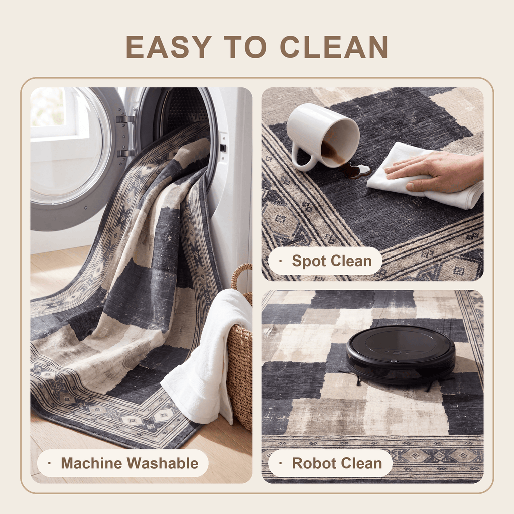 Deanwood Modern Speckled Mosaic Dot, Charcoal Ink and Ecru, Washable Indoor Outdoor, Entryway Rug - RugzellaDigital Print RugRugzellaRugzellaBBB444-RECT-24x47-60x120cmRGZLLA126516Rectangle2' x 3'11" (60x120 cm)SHARED | Deanwood feature clean