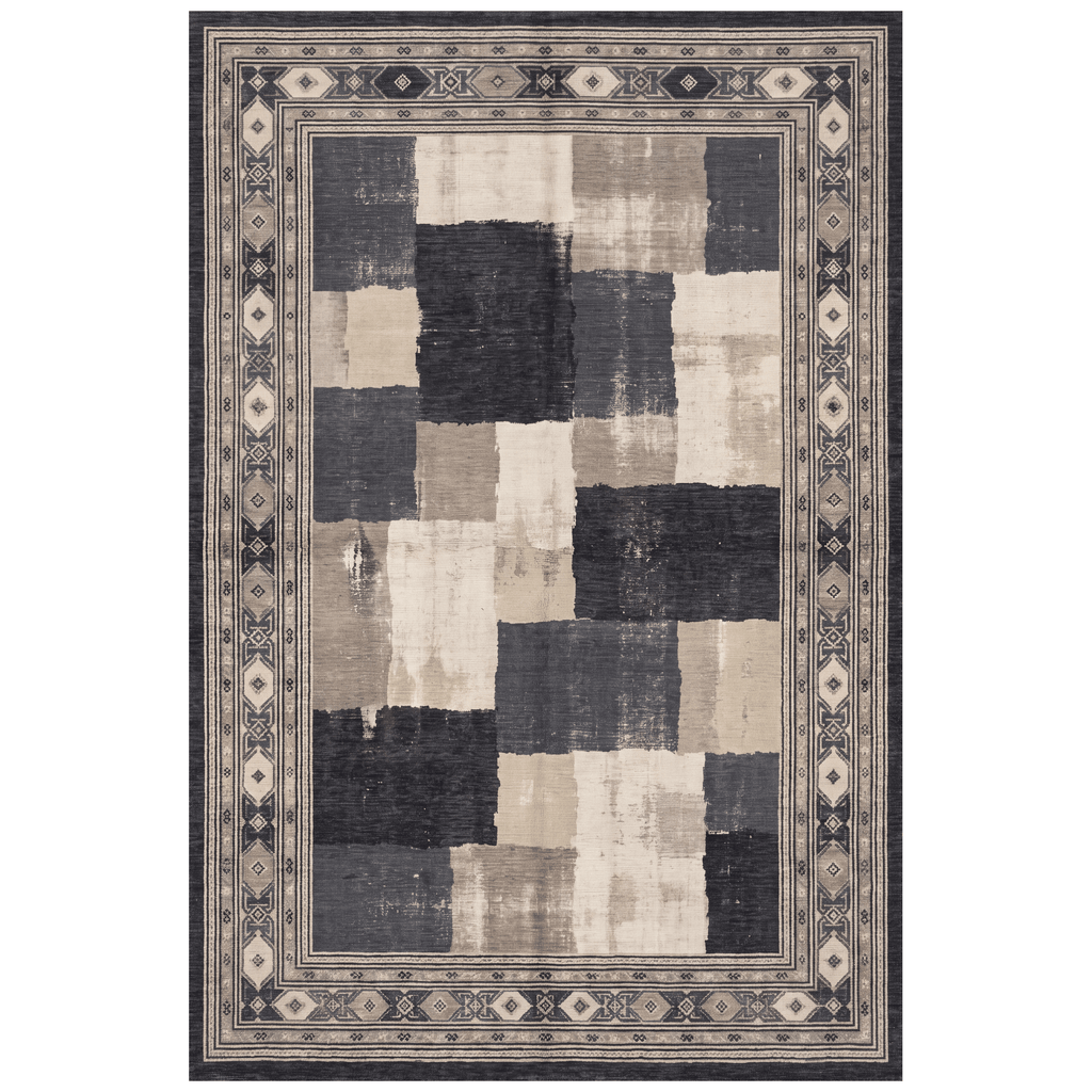 Deanwood Modern Speckled Mosaic Dot, Charcoal Ink and Ecru, Washable Indoor Outdoor, Entryway Rug - RugzellaDigital Print RugRugzellaRugzellaBBB444-RECT-24x47-60x120cmRGZLLA126516Rectangle2' x 3'11" (60x120 cm)RECTANGLE | HERO | Deanwood rectangle