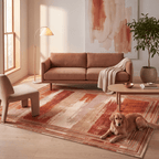 Dewberry Modern Brushstroke Stripe Rust Ember Sand Washable Indoor Outdoor Entryway Rug - RugzellaDigital Print RugRugzellaRugzellaBBB543-RECT-24x47-60x120cmRGZLLA164371Rectangle2' x 3'11" (60x120 cm)RECTANGLE | Dewberry rectangle livingroom