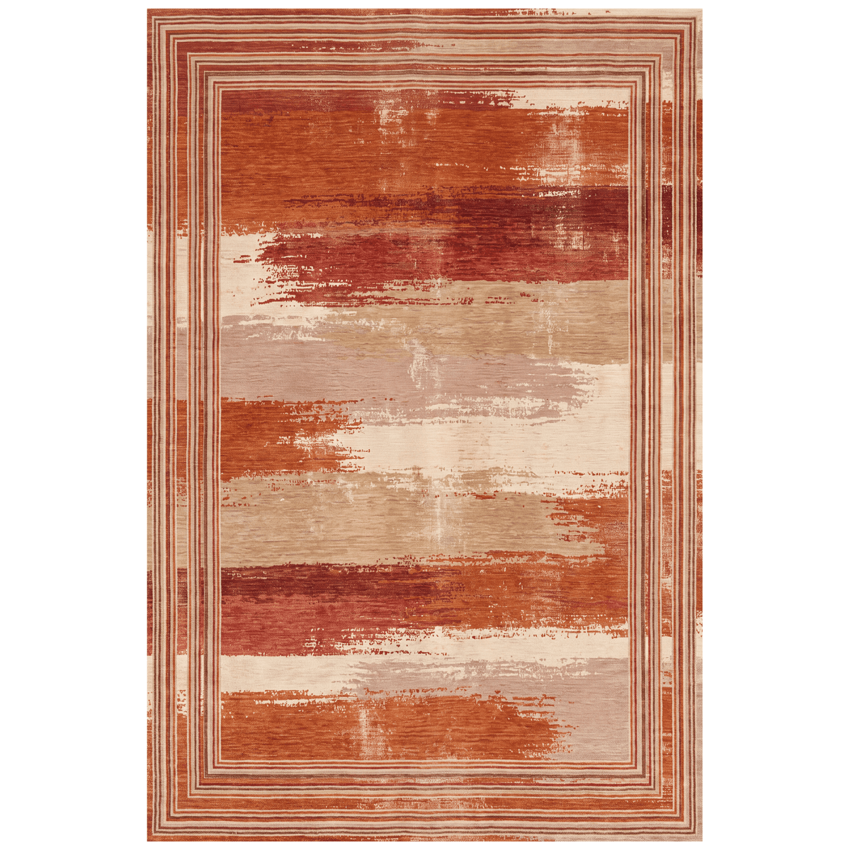 Dewberry Modern Brushstroke Stripe Rust Ember Sand Washable Indoor Outdoor Entryway Rug - RugzellaDigital Print RugRugzellaRugzellaBBB543-RECT-24x47-60x120cmRGZLLA164371Rectangle2' x 3'11" (60x120 cm)RECTANGLE | HERO | Dewberry rectangle