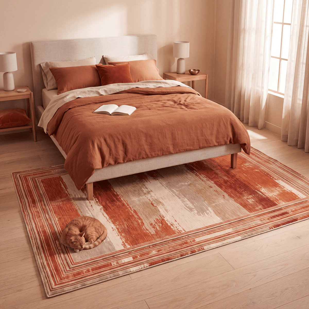 Dewberry Modern Brushstroke Stripe Rust Ember Sand Washable Indoor Outdoor Entryway Rug - RugzellaDigital Print RugRugzellaRugzellaBBB543-RECT-24x47-60x120cmRGZLLA164371Rectangle2' x 3'11" (60x120 cm)RECTANGLE | Dewberry rectangle bedroom