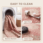 Dogwood Traditional Distressed Medallion Rose Madder Cream Washable Indoor Outdoor Entryway Rug - RugzellaDigital Print RugRugzellaRugzellaBBB545-RECT-24x47-60x120cmRGZLLA165041Rectangle2' x 3'11" (60x120 cm)SHARED | Dogwood feature clean
