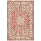 Dogwood Traditional Distressed Medallion Rose Madder Cream Washable Indoor Outdoor Entryway Rug - RugzellaDigital Print RugRugzellaRugzellaBBB545-RECT-24x47-60x120cmRGZLLA165041Rectangle2' x 3'11" (60x120 cm)RECTANGLE | HERO | Dogwood rectangle