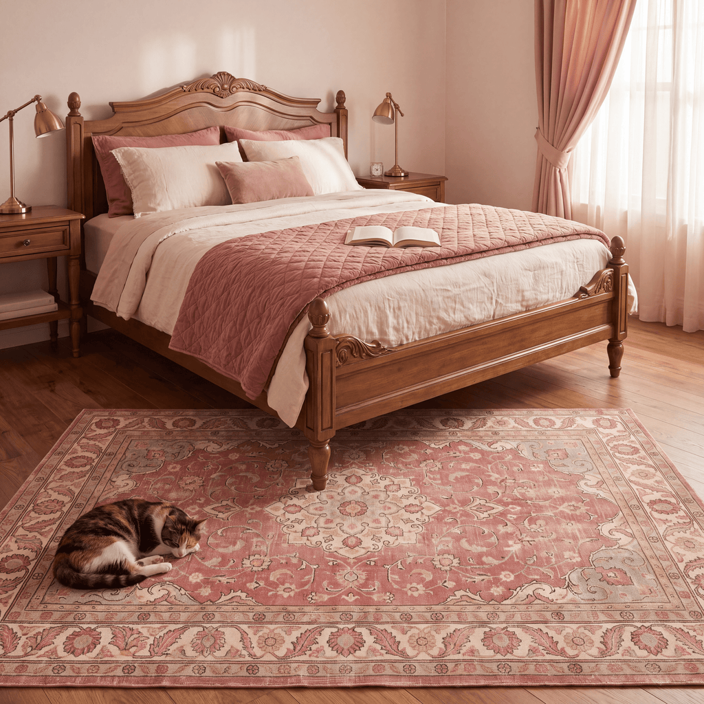 Dogwood Traditional Distressed Medallion Rose Madder Cream Washable Indoor Outdoor Entryway Rug - RugzellaDigital Print RugRugzellaRugzellaBBB545-RECT-24x47-60x120cmRGZLLA165041Rectangle2' x 3'11" (60x120 cm)RECTANGLE | Dogwood rectangle bedroom