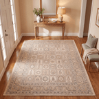 Doverdale Traditional Oriental Style Medallion Beige Grey Blush Cream Washable Indoor Outdoor Entryway Rug - RugzellaDigital Print RugRugzellaRugzellaBBB448-RECT-24x47-60x120cmRGZLLA126851Rectangle2' x 3'11" (60x120 cm)RECTANGLE | Doverdale rectangle entryway