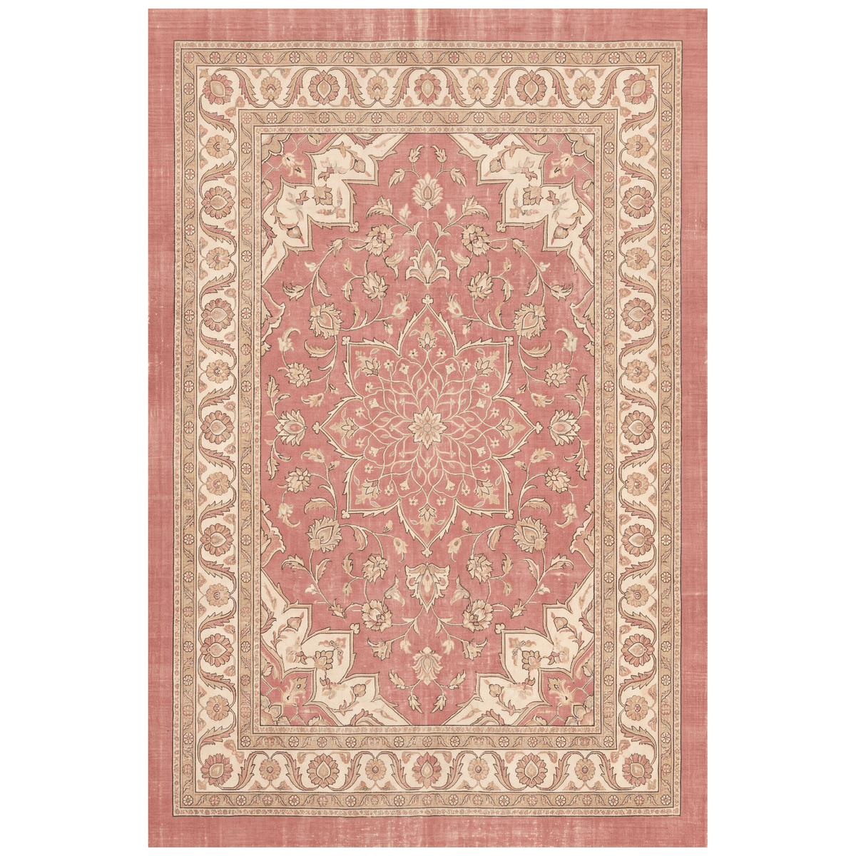 Downs2 Traditional Medallion Border Rose Pink Cream Washable Indoor Outdoor Rug - RugzellaDigital Print RugRugzellaRugzellaBBB415-RECT-24x47-60x120cmRGZLLA120151Rectangle2' x 3'11" (60x120 cm)RECTANGLE | HERO | Downs2 rectangle