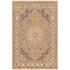 Dropwort Traditional Medallion Border Camel Cream Indigo Washable Indoor Outdoor Entryway Rug - RugzellaDigital Print RugRugzellaRugzellaBBB546-RECT-24x47-60x120cmRGZLLA165376Rectangle2' x 3'11" (60x120 cm)RECTANGLE | HERO | Dropwort rectangle