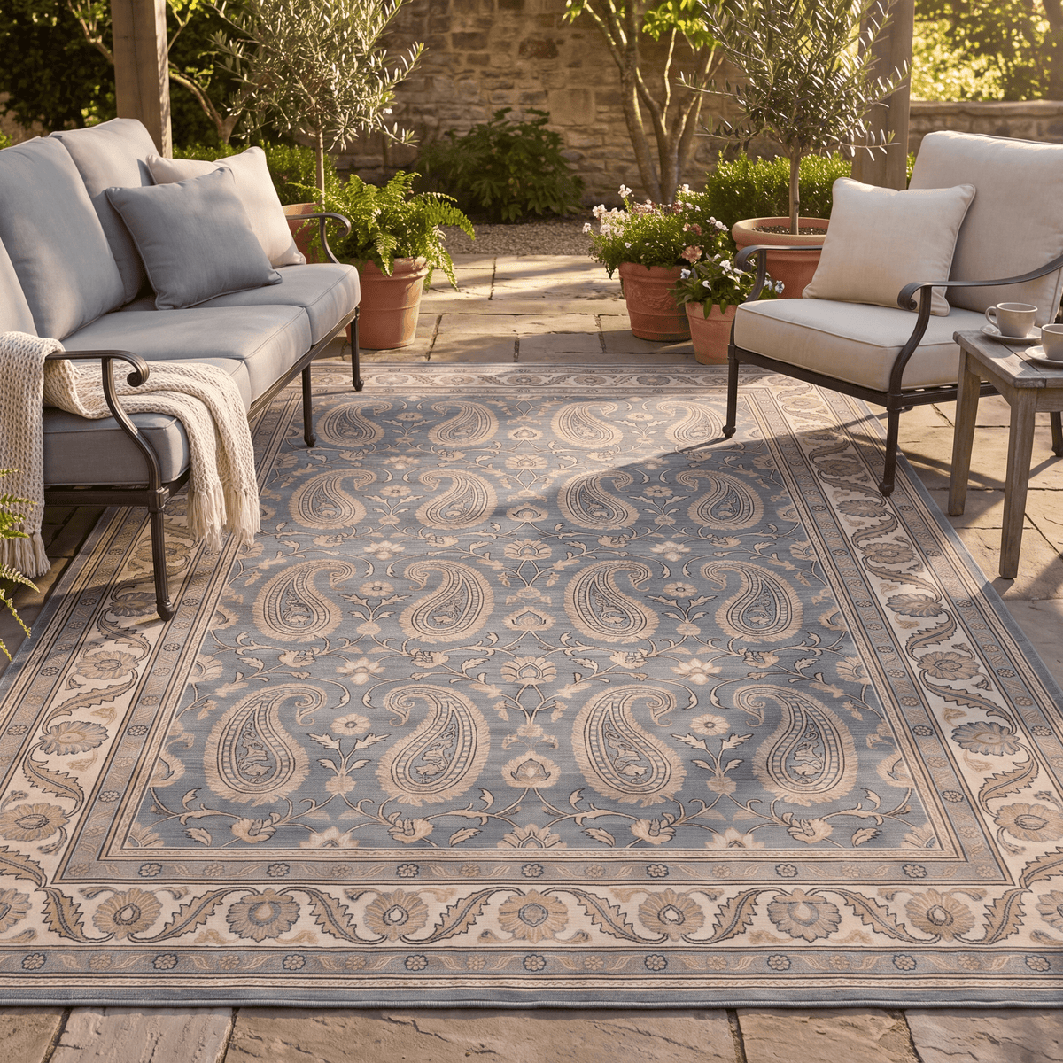Eddy2 Traditional Floral Border Slate Gray Bone Gold Washable Indoor Outdoor Entryway Rug - RugzellaDigital Print RugRugzellaRugzellaBBB388-RECT-24x47-60x120cmRGZLLA112781Rectangle2' x 3'11" (60x120 cm)RECTANGLE | Eddy2 rectangle outdoor
