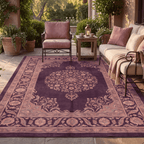 Ember2 Traditional Medallion Persian Style Aubergine Rose Ivory Washable Indoor Outdoor Rug - RugzellaDigital Print RugRugzellaRugzellaBBB380-RECT-24x47-60x120cmRGZLLA110436Rectangle2' x 3'11" (60x120 cm)RECTANGLE | Ember2 rectangle outdoor