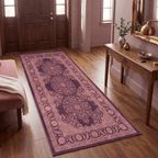 Ember2 Traditional Medallion Persian Style Aubergine Rose Ivory Washable Indoor Outdoor Rug - RugzellaDigital Print RugRugzellaRugzellaBBB380-RECT-24x47-60x120cmRGZLLA110436Rectangle2' x 3'11" (60x120 cm)RUNNER | Ember2 runner entryway