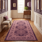 Ember2 Traditional Medallion Persian Style Aubergine Rose Ivory Washable Indoor Outdoor Rug - RugzellaDigital Print RugRugzellaRugzellaBBB380-RECT-24x47-60x120cmRGZLLA110436Rectangle2' x 3'11" (60x120 cm)RUNNER | Ember2 runner hallway