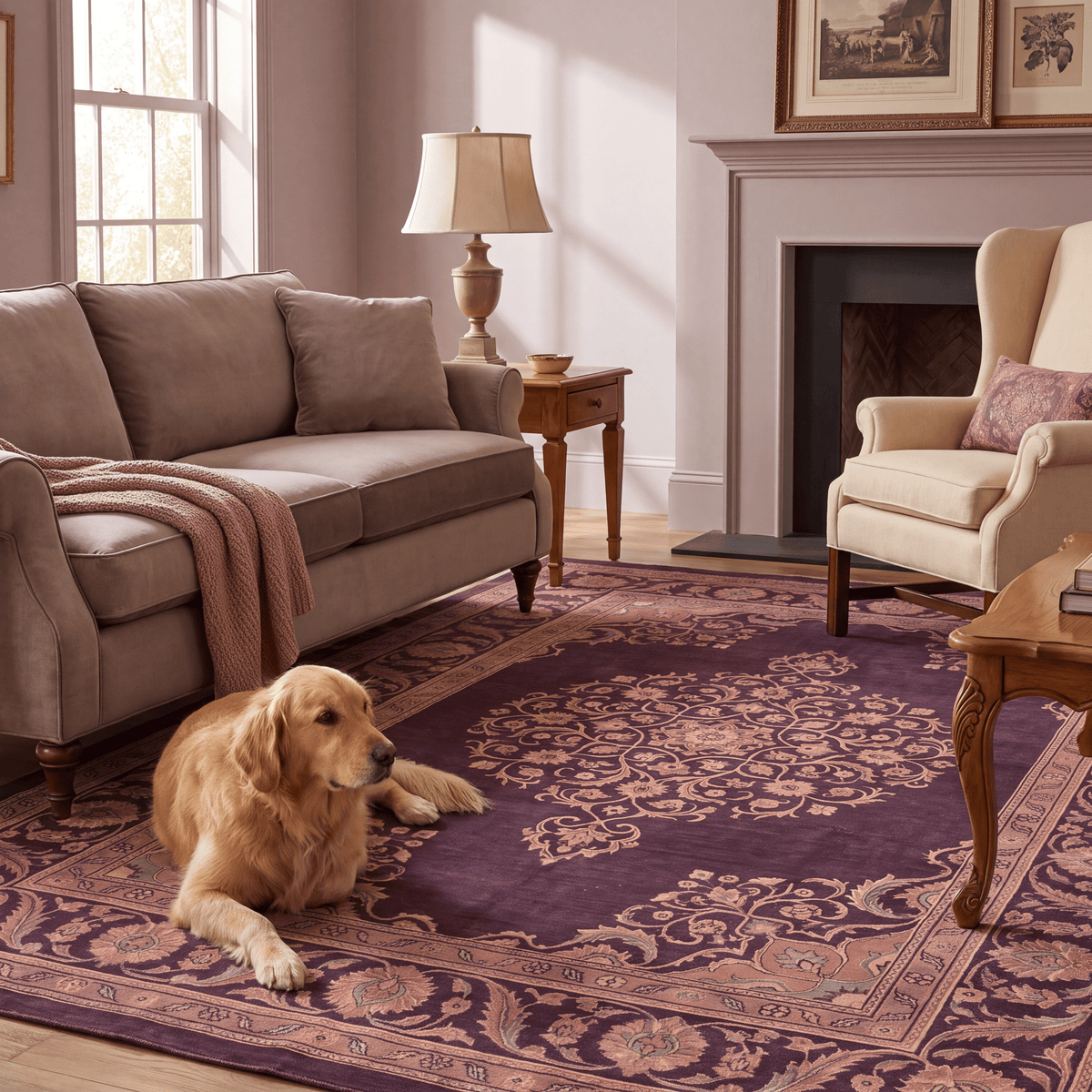 Ember2 Traditional Medallion Persian Style Aubergine Rose Ivory Washable Indoor Outdoor Rug - RugzellaDigital Print RugRugzellaRugzellaBBB380-RECT-24x47-60x120cmRGZLLA110436Rectangle2' x 3'11" (60x120 cm)RECTANGLE | Ember2 rectangle livingroom