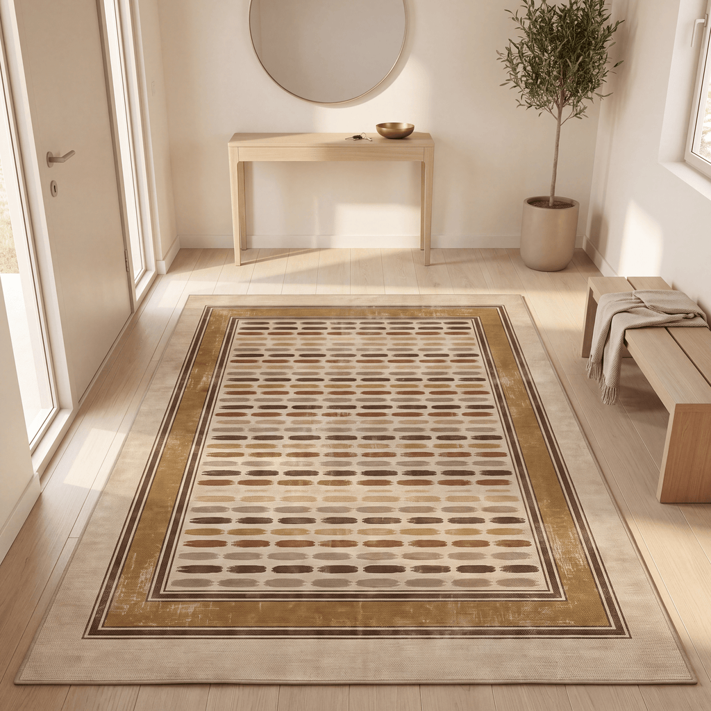 Endivewood Modern Brushstroke Stripe Paint Chip Bronze Umber Wheat Washable Indoor Outdoor Entryway Rug - RugzellaDigital Print RugRugzellaRugzellaBBB548-RECT-24x47-60x120cmRGZLLA165711Rectangle2' x 3'11" (60x120 cm)RECTANGLE | Endivewood rectangle entryway