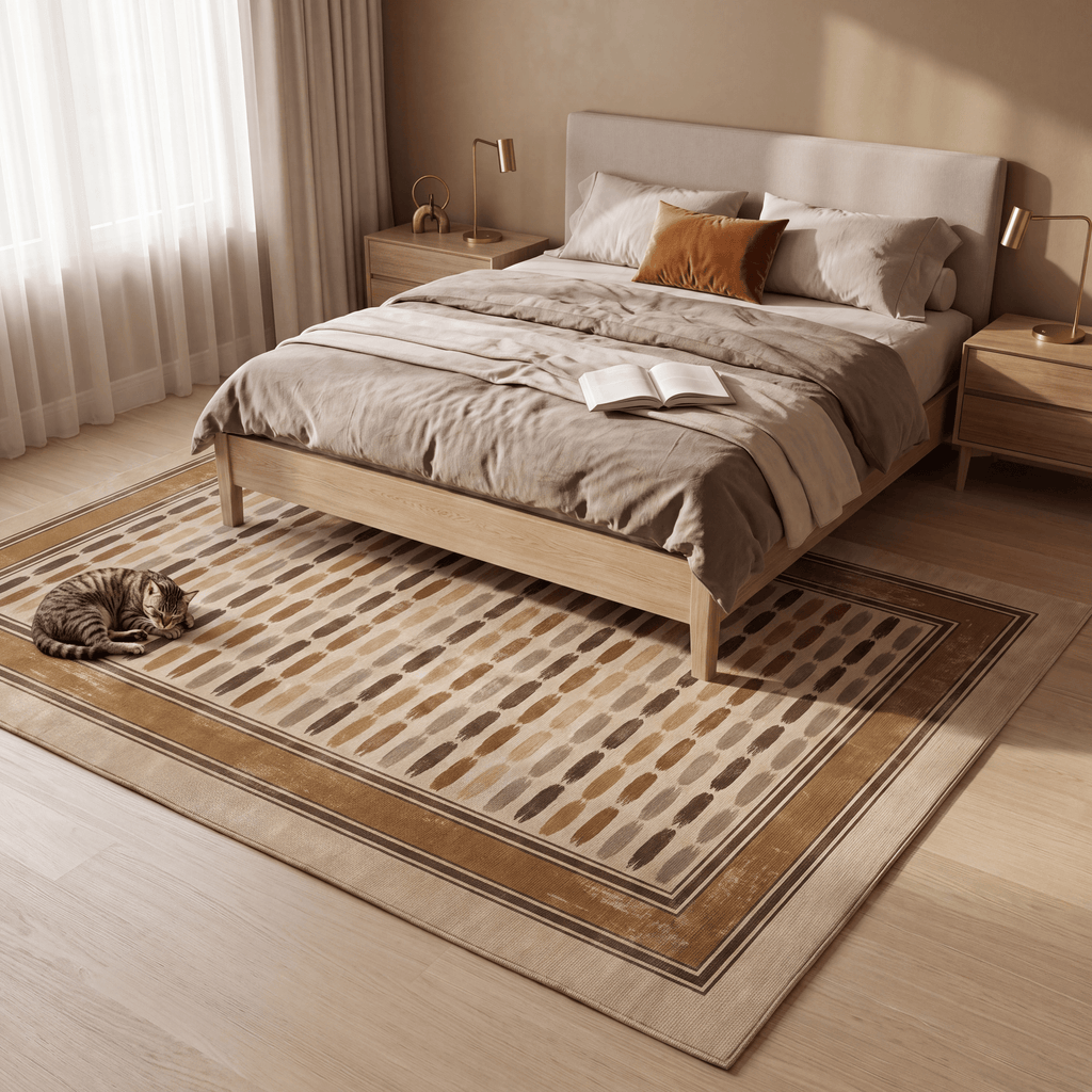 Endivewood Modern Brushstroke Stripe Paint Chip Bronze Umber Wheat Washable Indoor Outdoor Entryway Rug - RugzellaDigital Print RugRugzellaRugzellaBBB548-RECT-24x47-60x120cmRGZLLA165711Rectangle2' x 3'11" (60x120 cm)RECTANGLE | Endivewood rectangle bedroom