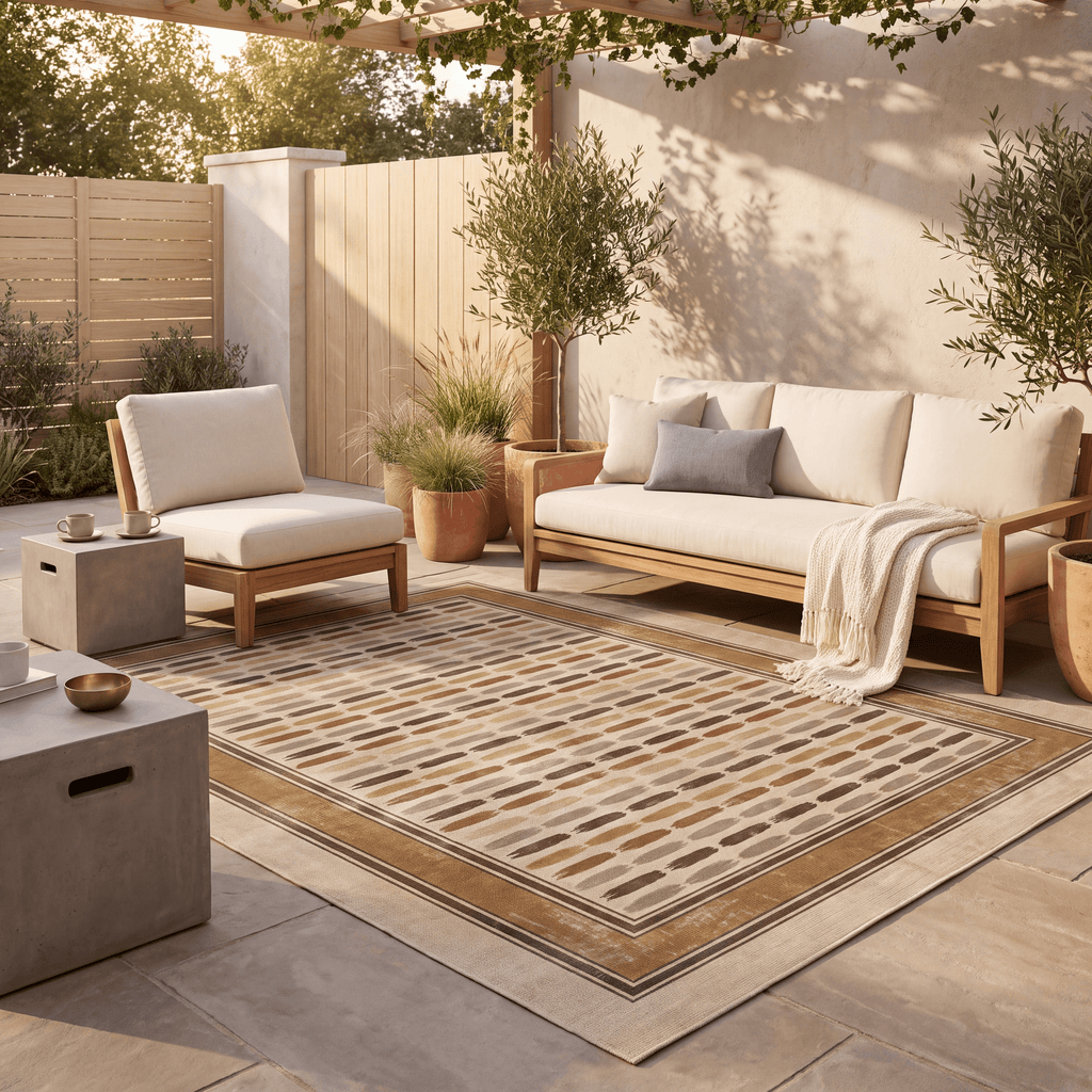Endivewood Modern Brushstroke Stripe Paint Chip Bronze Umber Wheat Washable Indoor Outdoor Entryway Rug - RugzellaDigital Print RugRugzellaRugzellaBBB548-RECT-24x47-60x120cmRGZLLA165711Rectangle2' x 3'11" (60x120 cm)RECTANGLE | Endivewood rectangle outdoor