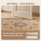 Eryngo Traditional Overdyed Medallion Mustard Charcoal Ivory Washable Indoor Outdoor Entryway Rug - RugzellaDigital Print RugRugzellaRugzellaBBB549-RECT-24x47-60x120cmRGZLLA166046Rectangle2' x 3'11" (60x120 cm)SHARED | Eryngo feature thickness