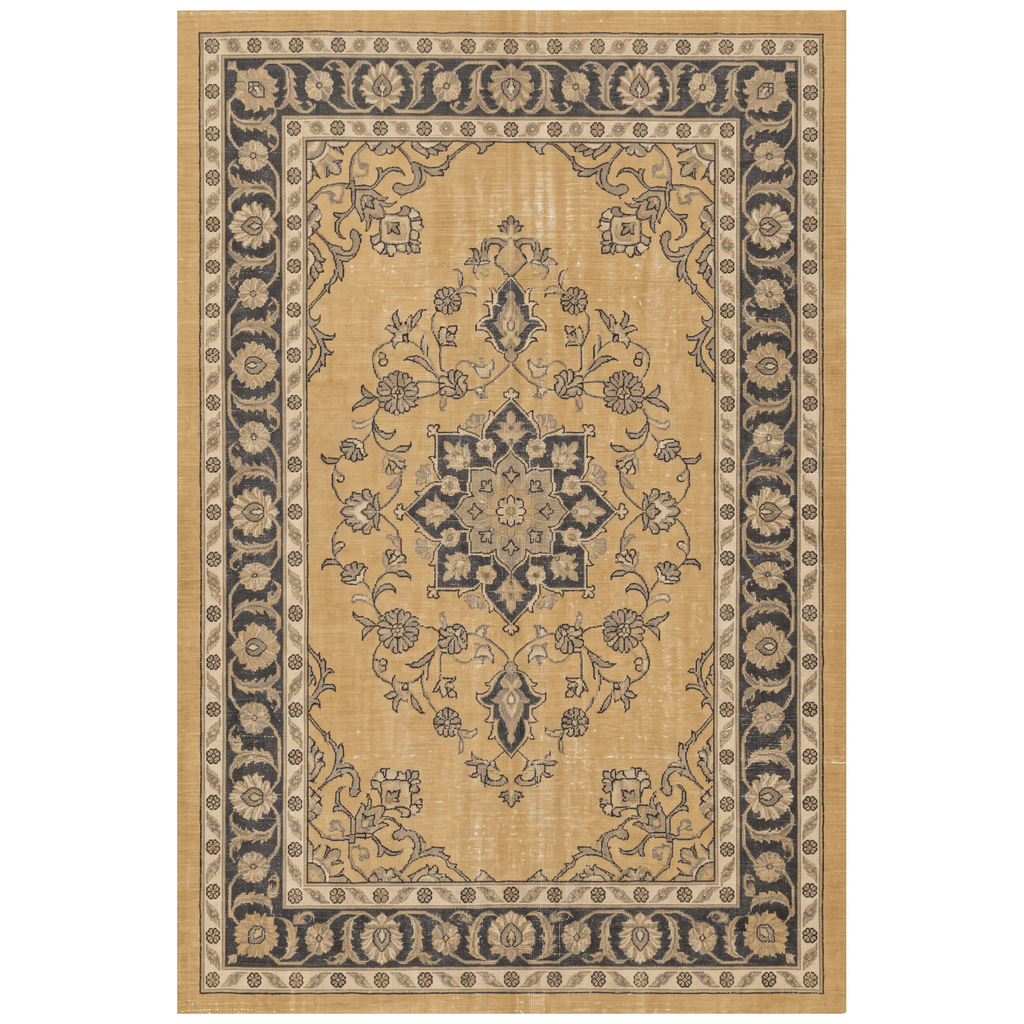 Eryngo Traditional Overdyed Medallion Mustard Charcoal Ivory Washable Indoor Outdoor Entryway Rug - RugzellaDigital Print RugRugzellaRugzellaBBB549-RECT-24x47-60x120cmRGZLLA166046Rectangle2' x 3'11" (60x120 cm)RECTANGLE | HERO | Eryngo rectangle
