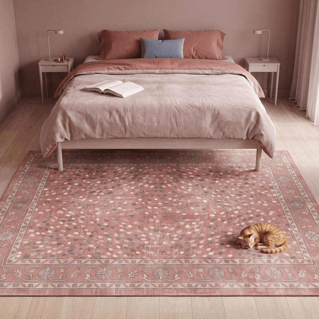 Fell2 Modern Speckled Mosaic Dot Clay Rose Ash Washable Indoor Outdoor Rug - RugzellaDigital Print RugRugzellaRugzellaBBB416-RECT-24x47-60x120cmRGZLLA120486Rectangle2' x 3'11" (60x120 cm)RECTANGLE | Fell2 rectangle bedroom