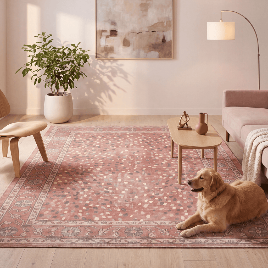 Fell2 Modern Speckled Mosaic Dot Clay Rose Ash Washable Indoor Outdoor Rug - RugzellaDigital Print RugRugzellaRugzellaBBB416-RECT-24x47-60x120cmRGZLLA120486Rectangle2' x 3'11" (60x120 cm)RECTANGLE | Fell2 rectangle livingroom