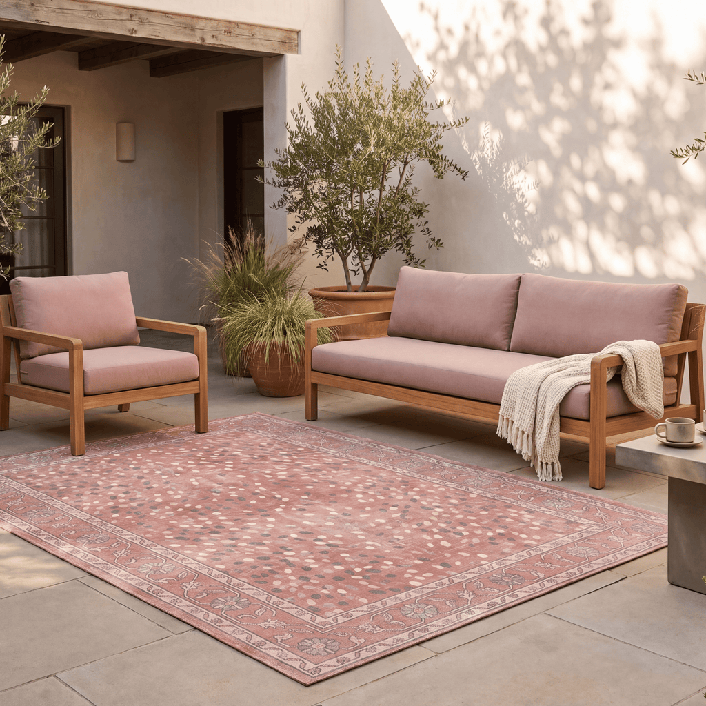 Fell2 Modern Speckled Mosaic Dot Clay Rose Ash Washable Indoor Outdoor Rug - RugzellaDigital Print RugRugzellaRugzellaBBB416-RECT-24x47-60x120cmRGZLLA120486Rectangle2' x 3'11" (60x120 cm)RECTANGLE | Fell2 rectangle outdoor