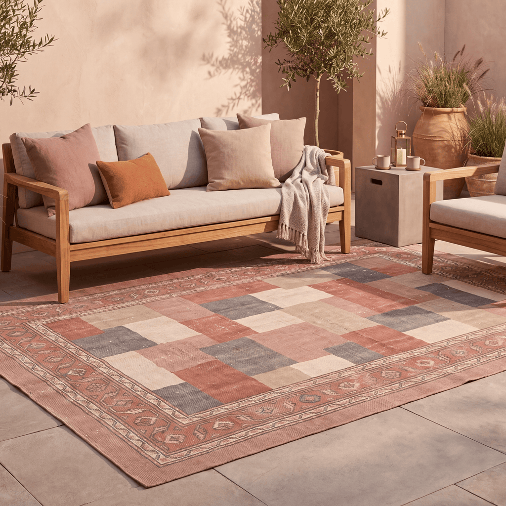 Fen2 Modern Speckled Mosaic Dot Clay Rose Ash Washable Indoor Outdoor Rug - RugzellaDigital Print RugRugzellaRugzellaBBB417-RECT-24x47-60x120cmRGZLLA120821Rectangle2' x 3'11" (60x120 cm)RECTANGLE | Fen2 rectangle outdoor