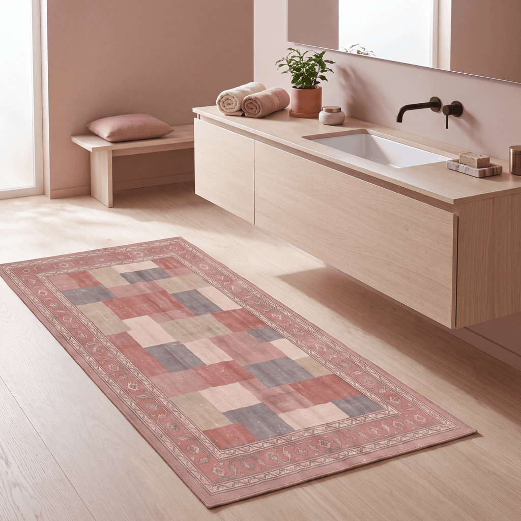 Fen2 Modern Speckled Mosaic Dot Clay Rose Ash Washable Indoor Outdoor Rug - RugzellaDigital Print RugRugzellaRugzellaBBB417-RECT-24x47-60x120cmRGZLLA120821Rectangle2' x 3'11" (60x120 cm)RUNNER | Fen2 runner bathroom
