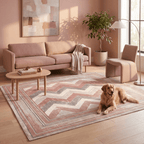 Feverfew Modern Brushstroke Stripe Clay Rose Ash Grey Washable Indoor Outdoor Entryway Rug - RugzellaDigital Print RugRugzellaRugzellaBBB552-RECT-24x47-60x120cmRGZLLA167051Rectangle2' x 3'11" (60x120 cm)RECTANGLE | Feverfew rectangle livingroom
