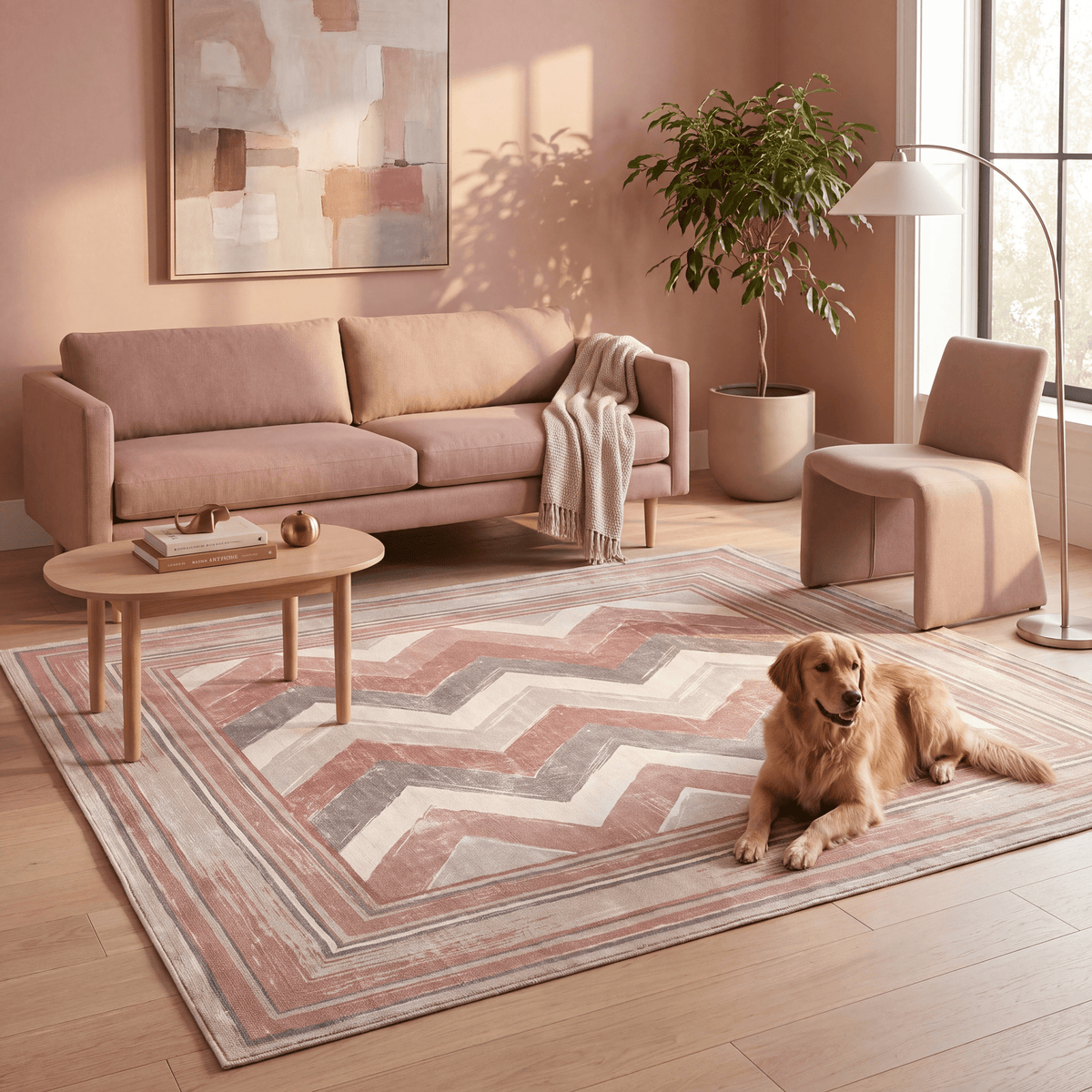 Feverfew Modern Brushstroke Stripe Clay Rose Ash Grey Washable Indoor Outdoor Entryway Rug - RugzellaDigital Print RugRugzellaRugzellaBBB552-RECT-24x47-60x120cmRGZLLA167051Rectangle2' x 3'11" (60x120 cm)RECTANGLE | Feverfew rectangle livingroom