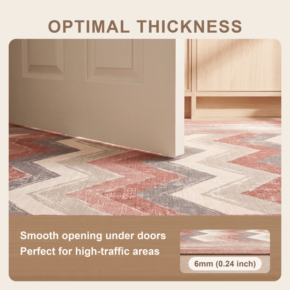 Feverfew Modern Brushstroke Stripe Clay Rose Ash Grey Washable Indoor Outdoor Entryway Rug - RugzellaDigital Print RugRugzellaRugzellaBBB552-RECT-24x47-60x120cmRGZLLA167051Rectangle2' x 3'11" (60x120 cm)SHARED | Feverfew feature thickness