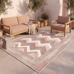 Feverfew Modern Brushstroke Stripe Clay Rose Ash Grey Washable Indoor Outdoor Entryway Rug - RugzellaDigital Print RugRugzellaRugzellaBBB552-RECT-24x47-60x120cmRGZLLA167051Rectangle2' x 3'11" (60x120 cm)RECTANGLE | Feverfew rectangle outdoor