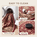 Firwood Traditional Oriental Style Medallion Wine Olive Bone Washable Indoor Outdoor Entryway Rug - RugzellaDigital Print RugRugzellaRugzellaBBB554-RECT-24x47-60x120cmRGZLLA167386Rectangle2' x 3'11" (60x120 cm)SHARED | Firwood feature clean