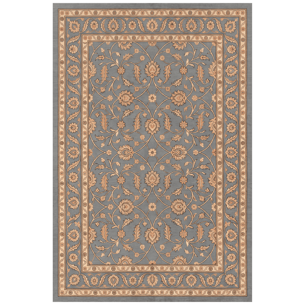 Flatland Traditional Floral Border Slate Gray Bone Gold Washable Indoor Outdoor Entryway Rug - RugzellaDigital Print RugRugzellaRugzellaBBB450-RECT-24x47-60x120cmRGZLLA127521Rectangle2' x 3'11" (60x120 cm)RECTANGLE | HERO | Flatland rectangle