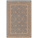 Flatland Traditional Floral Border Slate Gray Bone Gold Washable Indoor Outdoor Entryway Rug - RugzellaDigital Print RugRugzellaRugzellaBBB450-RECT-24x47-60x120cmRGZLLA127521Rectangle2' x 3'11" (60x120 cm)RECTANGLE | HERO | Flatland rectangle