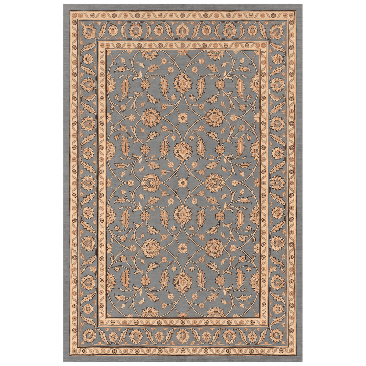 Flatland Traditional Floral Border Slate Gray Bone Gold Washable Indoor Outdoor Entryway Rug - RugzellaDigital Print RugRugzellaRugzellaBBB450-RECT-24x47-60x120cmRGZLLA127521Rectangle2' x 3'11" (60x120 cm)RECTANGLE | HERO | Flatland rectangle