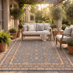 Flatland Traditional Floral Border Slate Gray Bone Gold Washable Indoor Outdoor Entryway Rug - RugzellaDigital Print RugRugzellaRugzellaBBB450-RECT-24x47-60x120cmRGZLLA127521Rectangle2' x 3'11" (60x120 cm)RECTANGLE | Flatland rectangle outdoor