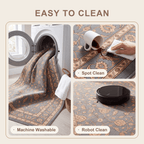 Flatland Traditional Floral Border Slate Gray Bone Gold Washable Indoor Outdoor Entryway Rug - RugzellaDigital Print RugRugzellaRugzellaBBB450-RECT-24x47-60x120cmRGZLLA127521Rectangle2' x 3'11" (60x120 cm)SHARED | Flatland feature clean