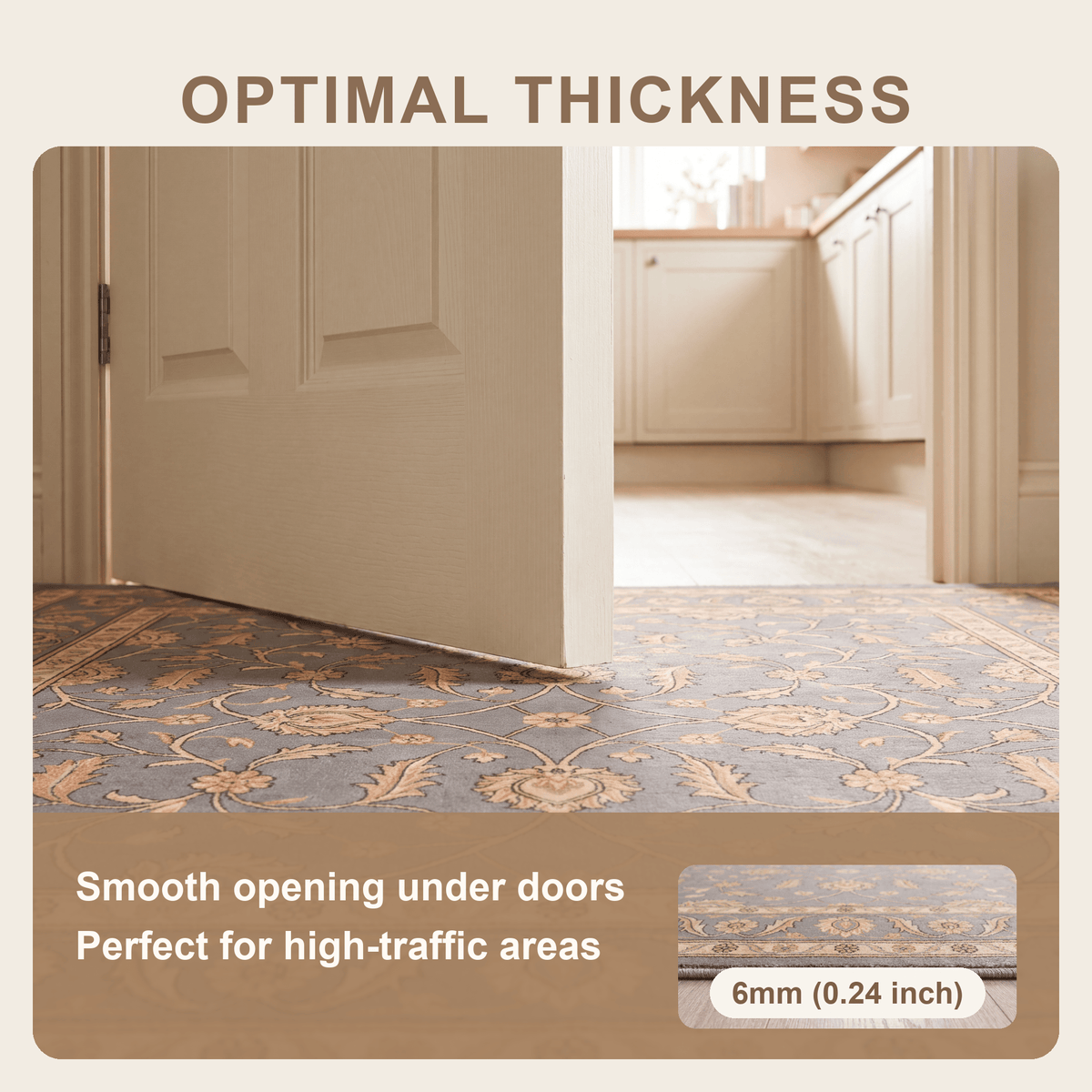 Flatland Traditional Floral Border Slate Gray Bone Gold Washable Indoor Outdoor Entryway Rug - RugzellaDigital Print RugRugzellaRugzellaBBB450-RECT-24x47-60x120cmRGZLLA127521Rectangle2' x 3'11" (60x120 cm)SHARED | Flatland feature thickness