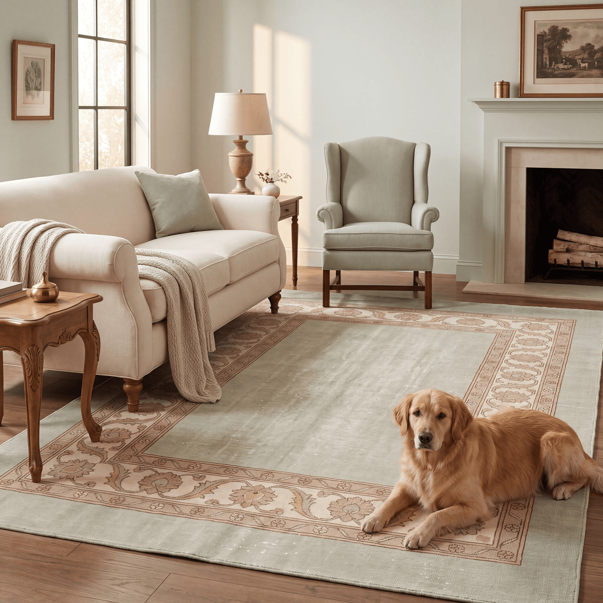Fleabane Traditional Distressed Medallion Sage Ivory Rose Washable Indoor Outdoor Entryway Rug - RugzellaDigital Print RugRugzellaRugzellaBBB556-RECT-24x47-60x120cmRGZLLA167721Rectangle2' x 3'11" (60x120 cm)RECTANGLE | Fleabane rectangle livingroom