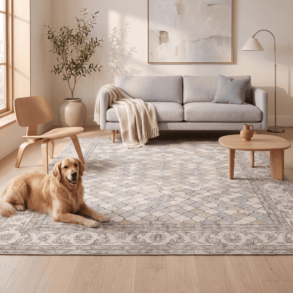 Folderland Modern Speckled Mosaic Dot Cream Grey Soft Blue Tan Washable Indoor Outdoor Entryway Rug - RugzellaDigital Print RugRugzellaRugzellaBBB451-RECT-24x47-60x120cmRGZLLA127856Rectangle2' x 3'11" (60x120 cm)RECTANGLE | Folderland rectangle livingroom