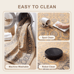 Foxtail Traditional Floral Border Mustard Charcoal Ivory Washable Indoor Outdoor Entryway Rug - RugzellaDigital Print RugRugzellaRugzellaBBB558-RECT-24x47-60x120cmRGZLLA168391Rectangle2' x 3'11" (60x120 cm)SHARED | Foxtail feature clean