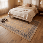 Foxtail Traditional Floral Border Mustard Charcoal Ivory Washable Indoor Outdoor Entryway Rug - RugzellaDigital Print RugRugzellaRugzellaBBB558-RECT-24x47-60x120cmRGZLLA168391Rectangle2' x 3'11" (60x120 cm)RECTANGLE | Foxtail rectangle bedroom