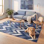 Fritillary Modern Brushstroke Stripe Indigo Blue Gray Chalk White Washable Indoor Outdoor Entryway Rug - RugzellaDigital Print RugRugzellaRugzellaBBB559-RECT-24x47-60x120cmRGZLLA168726Rectangle2' x 3'11" (60x120 cm)RECTANGLE | Fritillary rectangle livingroom