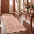 Frost2 Traditional Floral Border Rose Madder Cream Washable Indoor Outdoor Rug - RugzellaDigital Print RugRugzellaRugzellaBBB381-RECT-24x47-60x120cmRGZLLA110771Rectangle2' x 3'11" (60x120 cm)RUNNER | Frost2 runner entryway