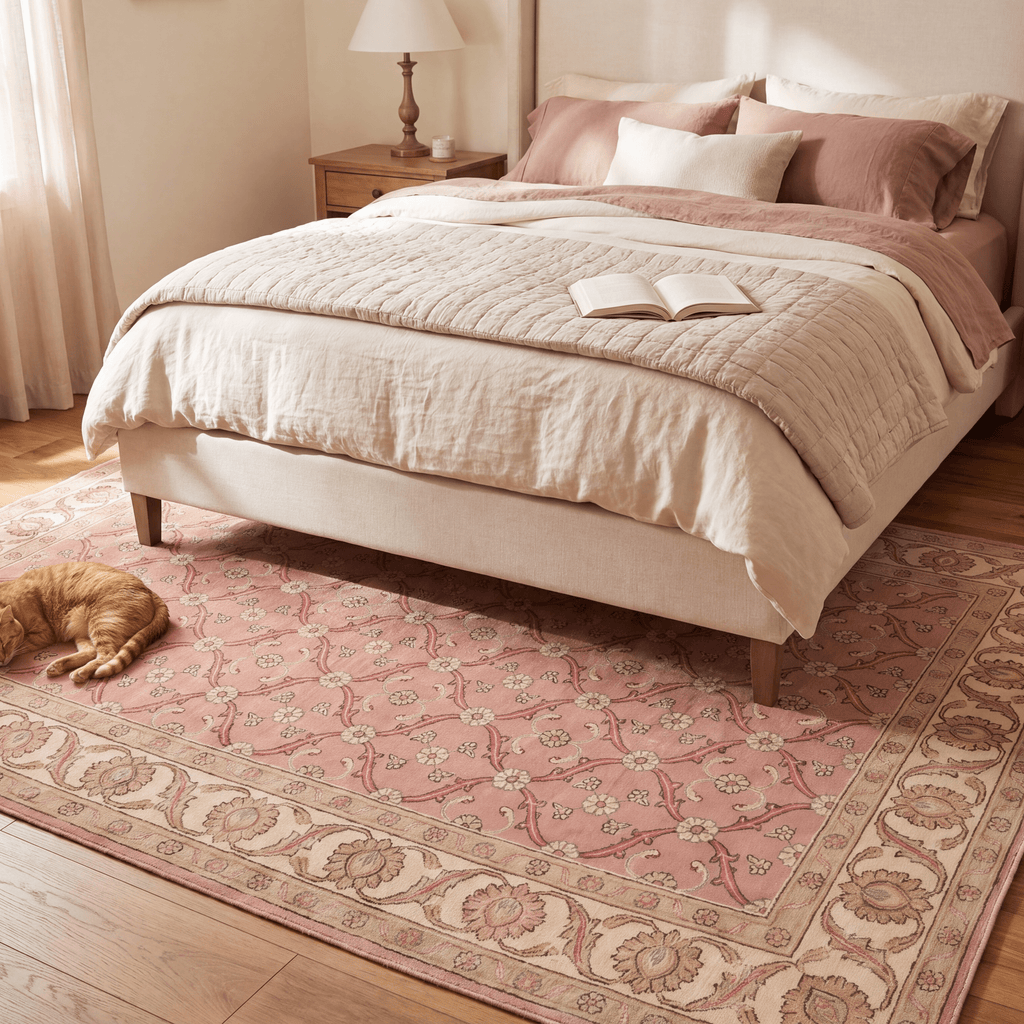 Frost2 Traditional Floral Border Rose Madder Cream Washable Indoor Outdoor Rug - RugzellaDigital Print RugRugzellaRugzellaBBB381-RECT-24x47-60x120cmRGZLLA110771Rectangle2' x 3'11" (60x120 cm)RECTANGLE | Frost2 rectangle bedroom