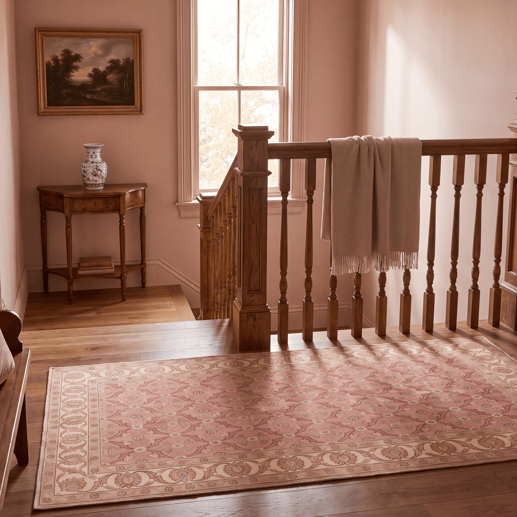 Frost2 Traditional Floral Border Rose Madder Cream Washable Indoor Outdoor Rug - RugzellaDigital Print RugRugzellaRugzellaBBB381-RECT-24x47-60x120cmRGZLLA110771Rectangle2' x 3'11" (60x120 cm)RUNNER | Frost2 runner staircase